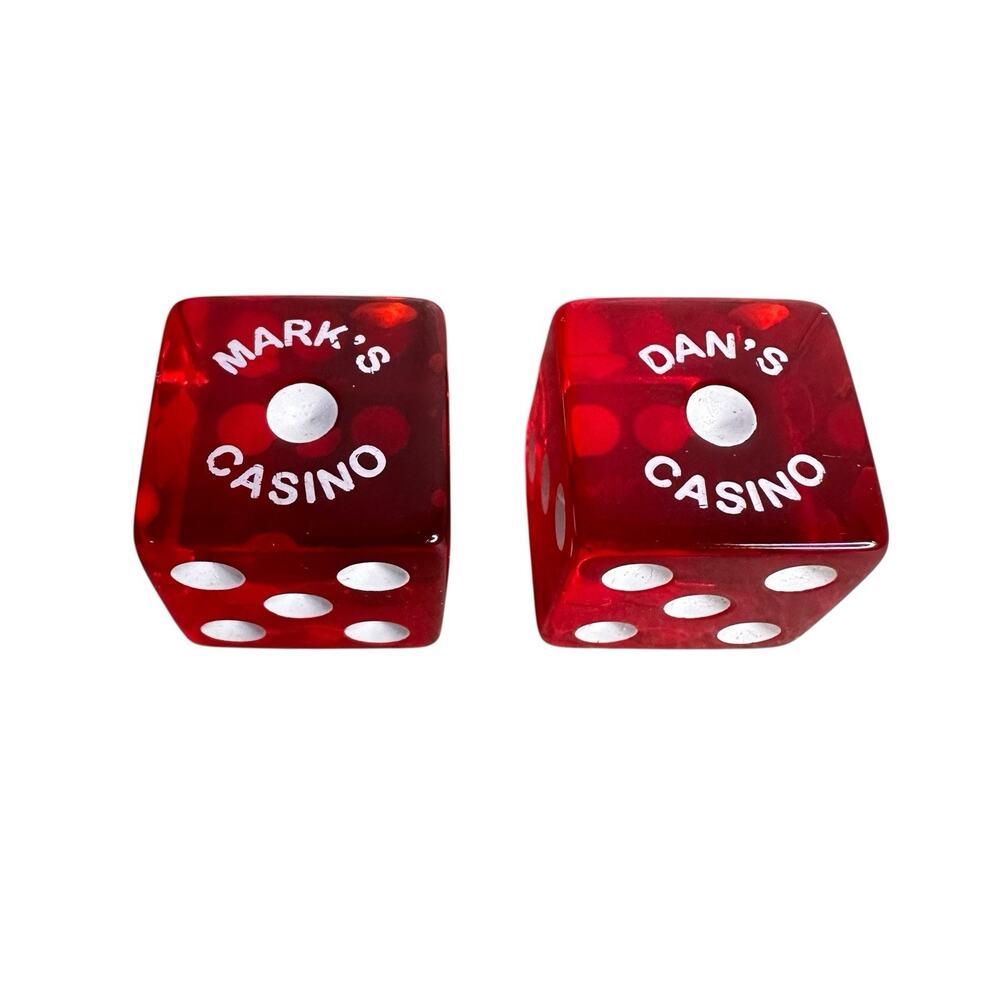 DAN'S CASINO and MARK’s Casino Las Vegas Cherry Translucent Dice Vintage